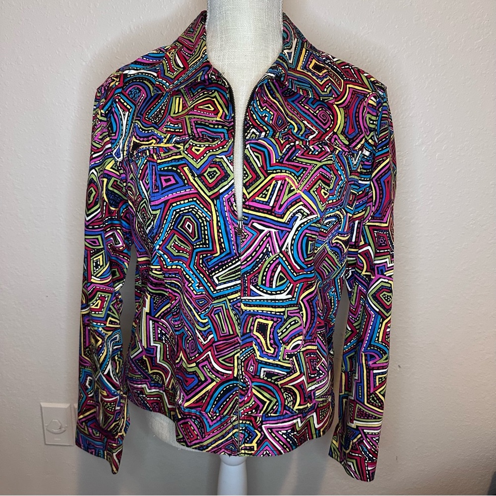 Vibrant Multicolor Chico's Jacket, Size 0